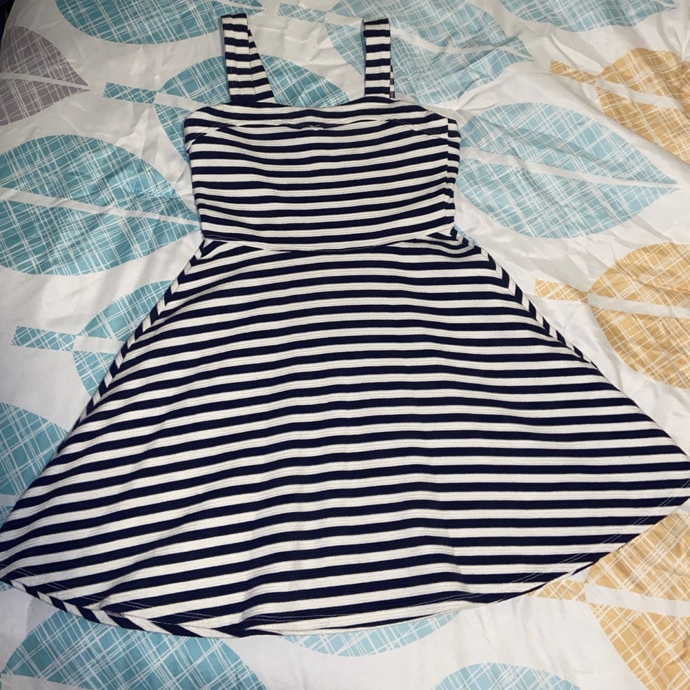 Abercrombie kids navy and white striped dress